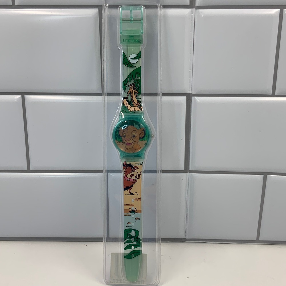 Vintage Fantasma Disney The Lion King Hologram Watch Simba Timon Pumbaa Green